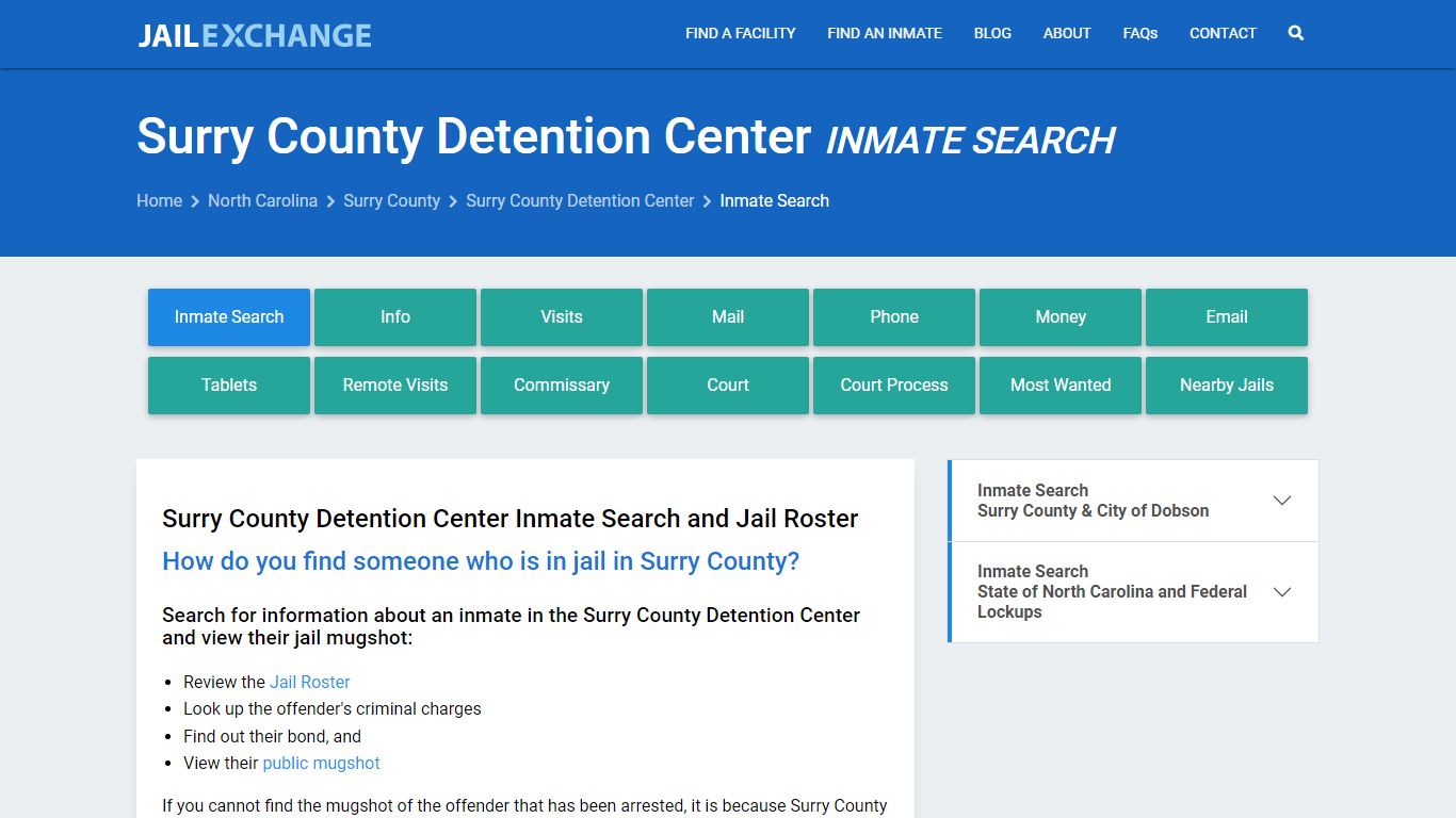 Surry County Detention Center Inmate Search - Jail Exchange